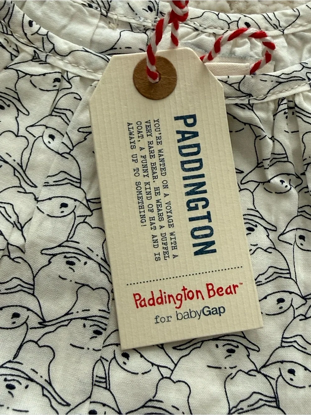 NWT Baby Gap Paddington Bear Blouse Top 12-18 Months White 100% Cotton Rare
